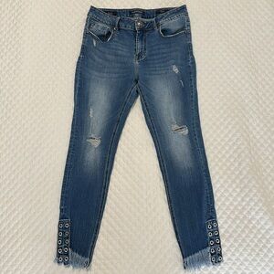 VIGOSS Marley Super Skinny Mid Rise Moto Split Hem Jean
